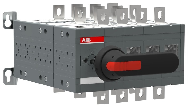 ABB - Bypass-Schalter 4-polig 400 A, mit Griff und Welle offene Umschaltung I-0-II