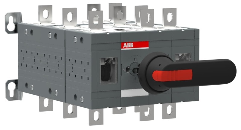 ABB - Bypass-Schalter 3-polig 400 A, mit Griff und Welle offene Umschaltung I-0-II