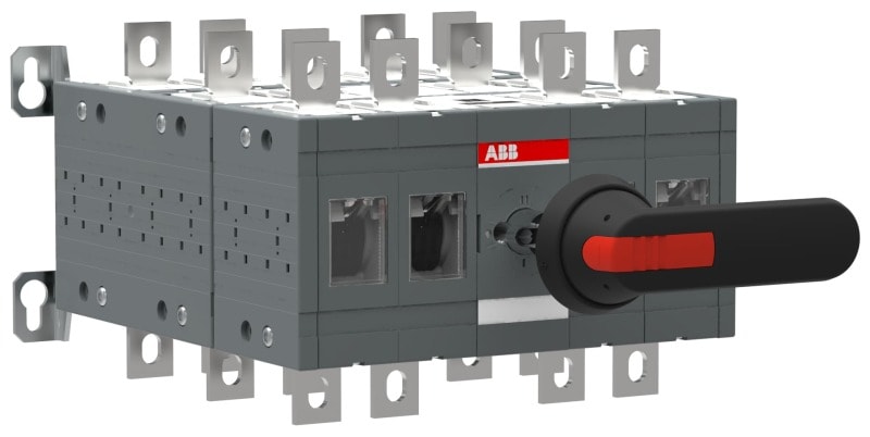 ABB - Bypass-Schalter 4-polig 400 A, mit Griff und Welle offene Umschaltung I-0-II