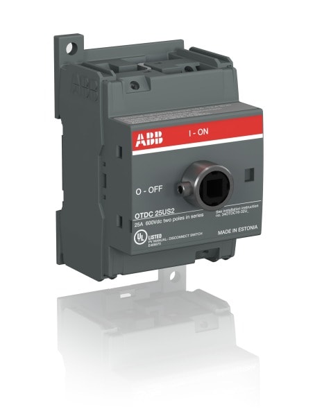 ABB - DC-Lasttrennschalter 2P 25A o. Griff UL 600V DC mit mont. Kurzschlussb. Einkreis