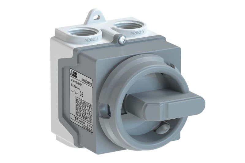 ABB - ONE20M3G Schalter im Gehäuse 3P 20A m. grauem Griff graues Kunstoffgeh. IP67