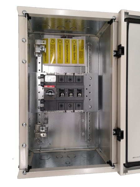 ABB - EMV-Sicherheitsschalter Stahlblechgeh. 3P 45kW 400V Griff rot-gelb IP65 oben/unt