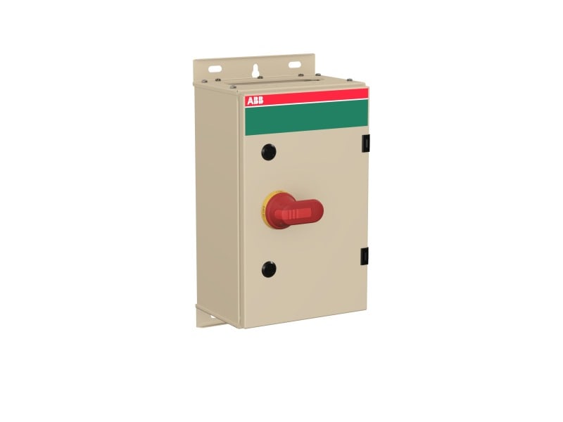 ABB - EMV-Sicherheitsschalter Stahlblechgeh. 3P 55kW 400V Griff rot-gelb IP65 oben/unt
