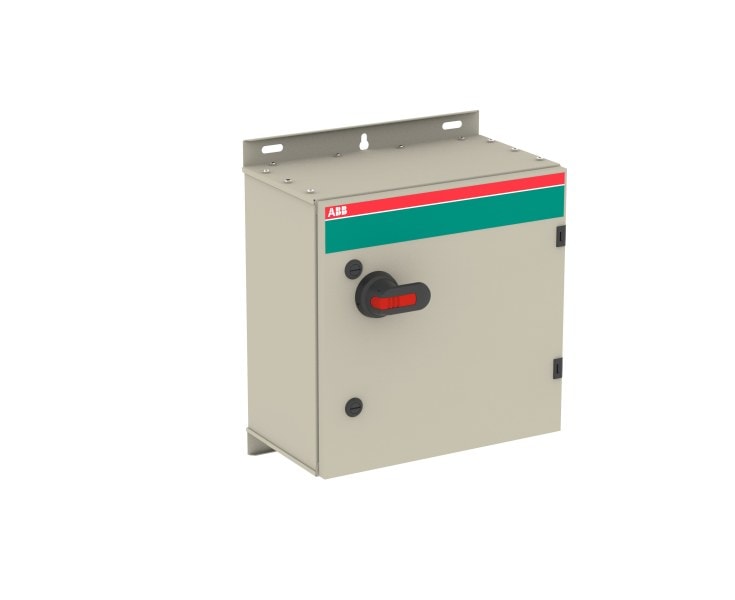 ABB - EMV-Sicherheitsschalter Stahlblechgeh. 3P 55kW 400V Griff schwarz IP65 unten