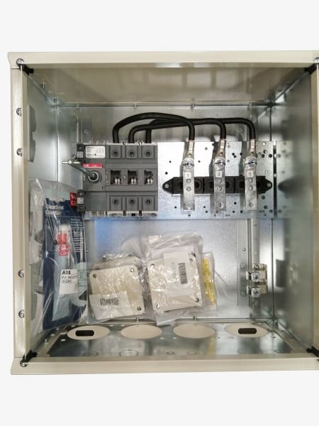 ABB - EMV-Sicherheitsschalter Stahlblechgeh. 3P 55kW 400V Griff schwarz IP65 unten