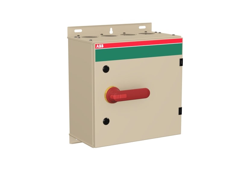 ABB - EMV-Sicherheitsschalter Stahlblechgeh. 6P 45kW 400V Griff rot-gelb IP65 oben/unt