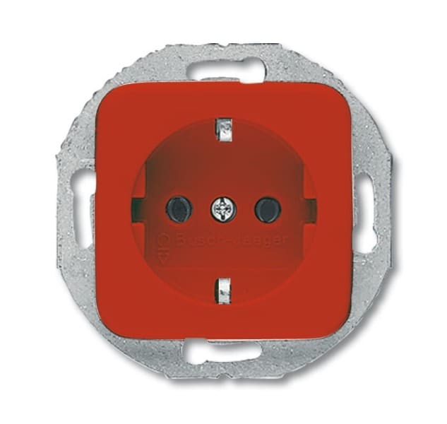 BUSCH-JAEGER - SCHUKO Steckdosen-Einsatz mit rundem Tragring rot - Reflex SI