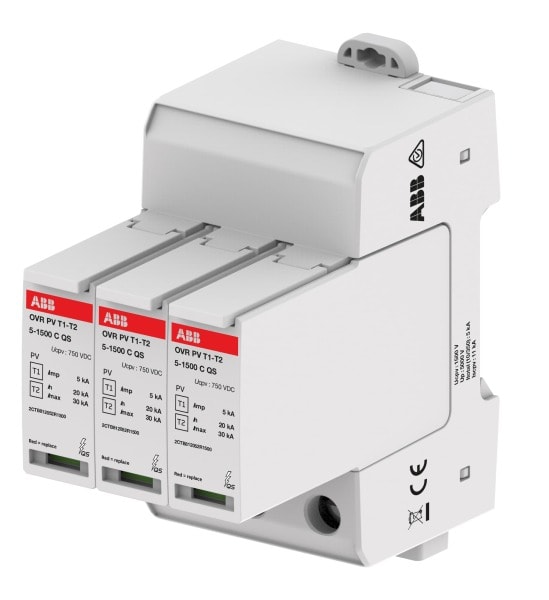 ABB - SPD Typ 1+2 geprüft 5 kA für Leerlaufspannungen bis 1.500 V DC