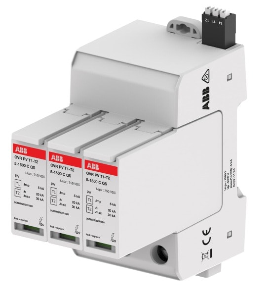 ABB - SPD Typ 1+2 geprüft 5 kA für Leerlaufspannungen bis 1.500 V DC