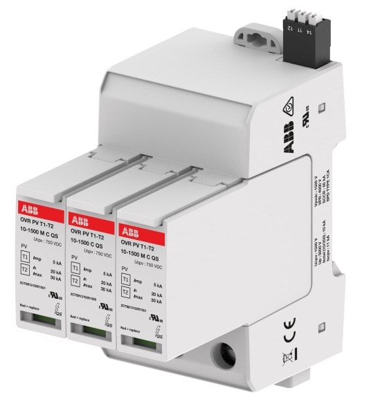 ABB - SPD Typ 1+2 geprüft 10 kA für Leerlaufspannungen bis 1.500 V DC