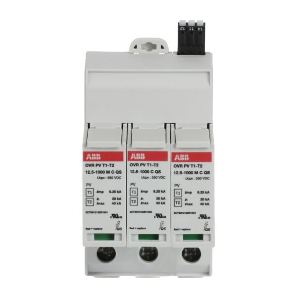 ABB - SPD Typ 1+2 geprüft 12.5 kA für Leerlaufspannungen bis 1.000 V DC