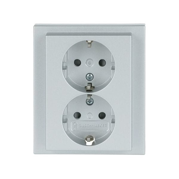 BUSCH-JAEGER - SCHUKO Doppelsteckdose Safety+ alusilber - future linear