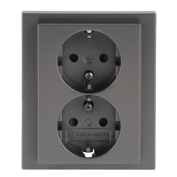 BUSCH-JAEGER - SCHUKO Doppelsteckdose Safety+ edelstahl - pur edelstahl