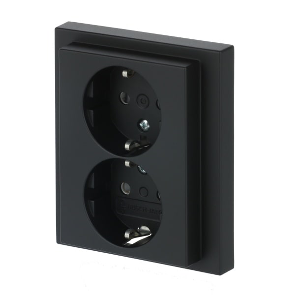 BUSCH-JAEGER - SCHUKO Doppelsteckdose Safety+ schwarz matt - Plattform 63