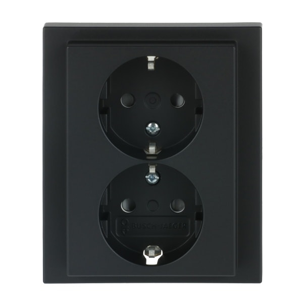 BUSCH-JAEGER - SCHUKO Doppelsteckdose Safety+ schwarz matt - Plattform 63