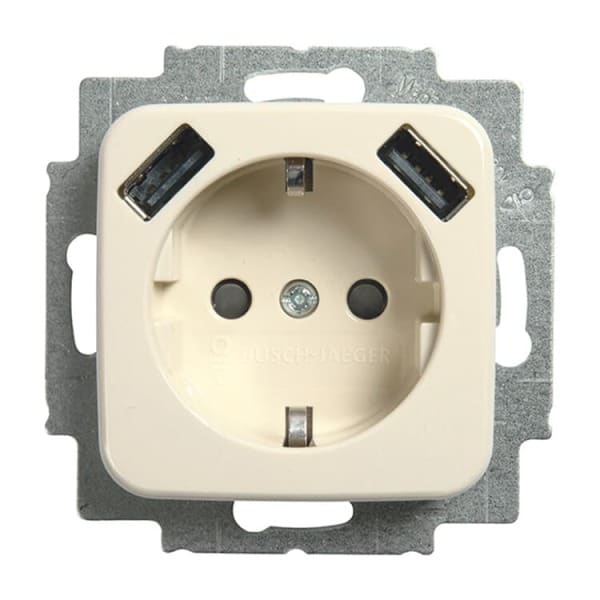 BUSCH-JAEGER - SCHUKO USB-Steckdosen-Einsatz mit USB A/A weiß - Busch-Duro 2000 SI