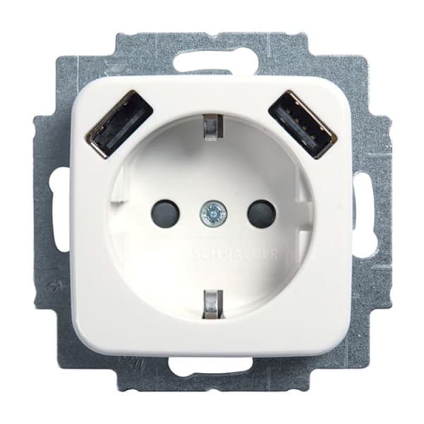 BUSCH-JAEGER - SCHUKO USB-Steckdosen-Einsatz mit USB A/A alpinweiß - Reflex SI
