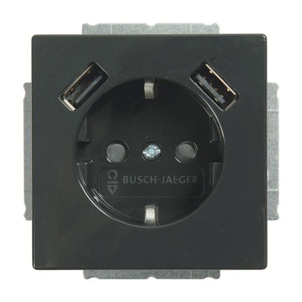 BUSCH-JAEGER - SCHUKO USB-Steckdosen-Einsatz mit USB A/A anthrazit - Plattform 63