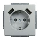 BUSCH-JAEGER - SCHUKO USB-Steckdosen-Einsatz mit USB A/A alusilber - Plattform 63