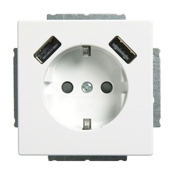 BUSCH-JAEGER - SCHUKO USB-Steckdosen-Einsatz mit USB A/A studioweiß - Plattform 63