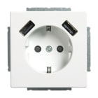 BUSCH-JAEGER - SCHUKO USB-Steckdosen-Einsatz Safety+ mit USB A/A studioweiß matt - Plattform 63
