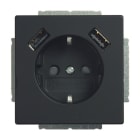 BUSCH-JAEGER - SCHUKO USB-Steckdosen-Einsatz mit USB A/A schwarz matt - Plattform 63