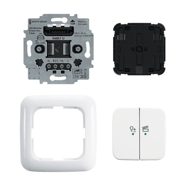 BUSCH-JAEGER - Komplettset WL LED-Dimmer-Einsatz mit Bedienelement 2-fach alpinweiß - Reflex SI