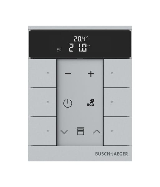 BUSCH-JAEGER - free@home Tenton Raumtemperaturregler mit Bedienfunktion 6-fach alusilber