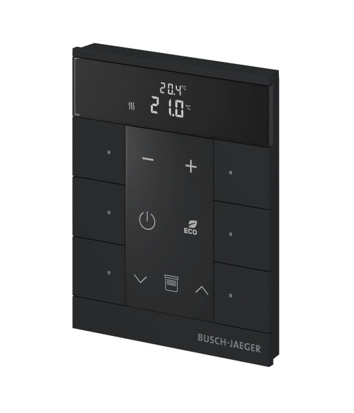 BUSCH-JAEGER - free@home Tenton Raumtemperaturregler mit Bedienfunktion 6-fach schwarz matt