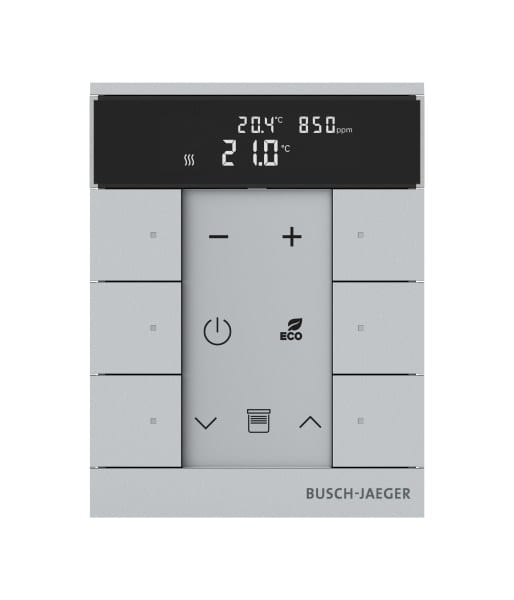 BUSCH-JAEGER - free@home Tenton Raumtemperaturregler CO2/Feuchtesensor/IAQ 6-fach alusilber