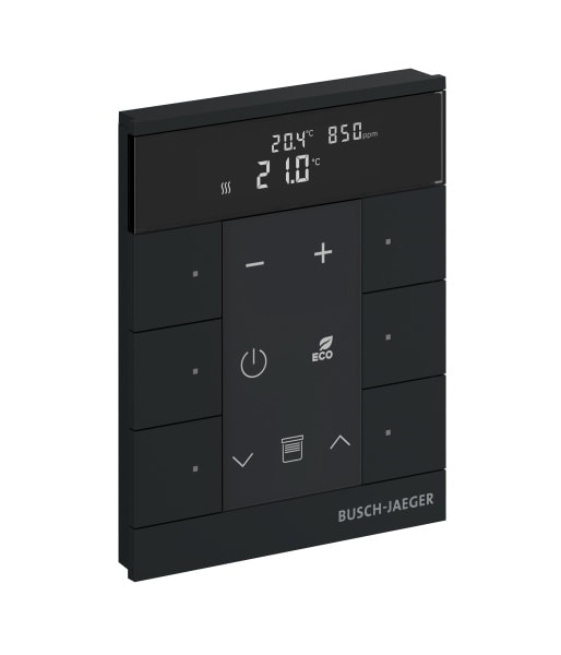 BUSCH-JAEGER - free@home Tenton Raumtemperaturregler CO2/Feuchtesensor/IAQ 6-fach schwarz matt