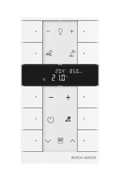 BUSCH-JAEGER - free@home Tenton Raumtemperaturregler CO2/Feuchtesensor/IAQ 10-fach studioweiß