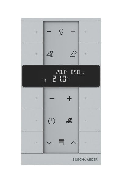 BUSCH-JAEGER - free@home Tenton Raumtemperaturregler CO2/Feuchtesensor/IAQ 10-fach alusilber