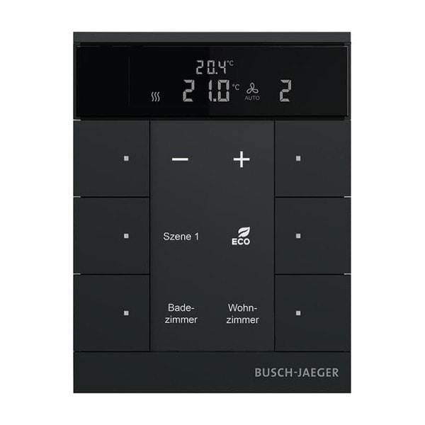 BUSCH-JAEGER - KNX Raumtemperaturregler Nebenstelle 6-fach Busch-Tenton schwarz matt
