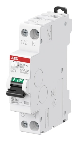 ABB - FI/LS Schmalbau Typ A 1+N-polig Charakteristik B Bemessungsstrom 20A 30mA 6kA