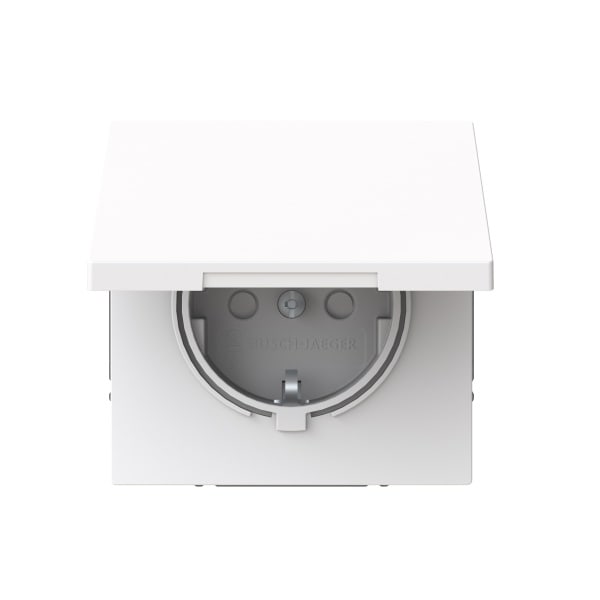BUSCH-JAEGER - SCHUKO Steckdosen-Einsatz Safety+ mit Klappdeckel studioweiß - art linear