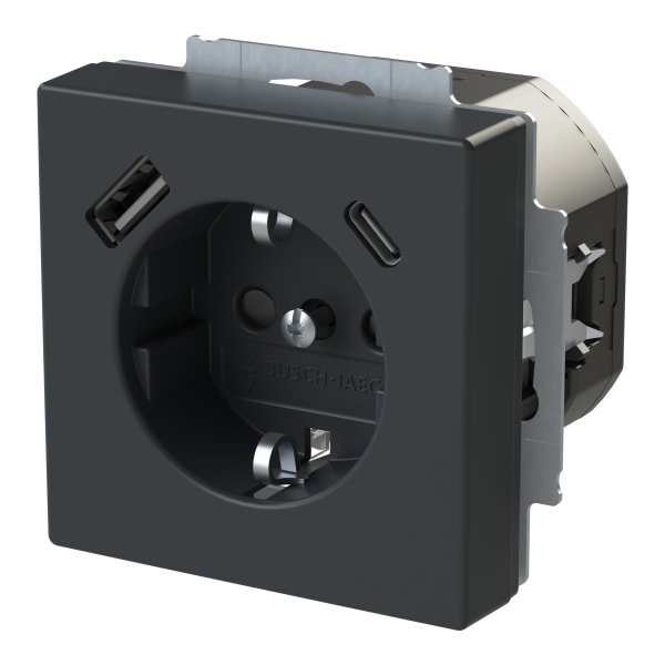 BUSCH-JAEGER - SCHUKO USB-Steckdosen-Einsatz Safety+ mit USB A/C anthrazit - Plattform 63