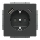 BUSCH-JAEGER - SCHUKO USB-Steckdosen-Einsatz Safety+ mit USB A/C anthrazit - Plattform 63