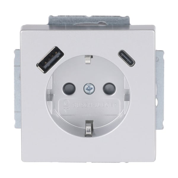 BUSCH-JAEGER - SCHUKO USB-Steckdosen-Einsatz Safety+ mit USB A/C alusilber - Plattform 63