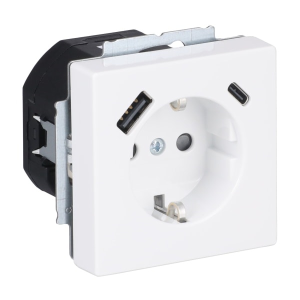 BUSCH-JAEGER - SCHUKO USB-Steckdosen-Einsatz Safety+ mit USB A/C studioweiß - Plattform 63