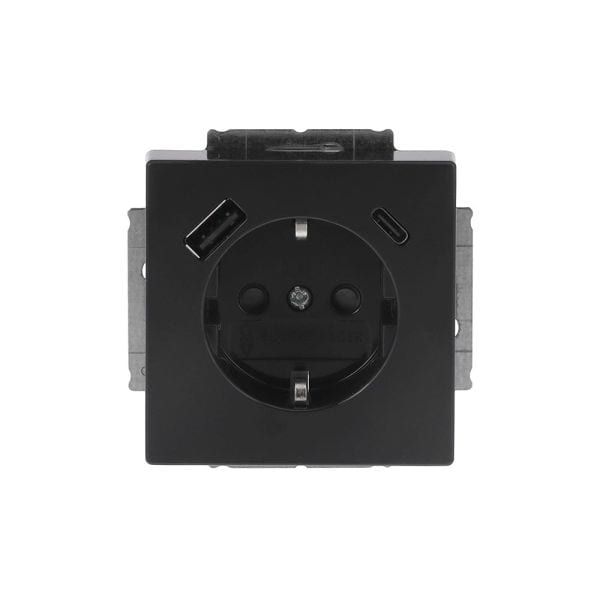 BUSCH-JAEGER - SCHUKO USB-Steckdosen-Einsatz Safety+ mit USB A/C schwarz matt - Plattform 63