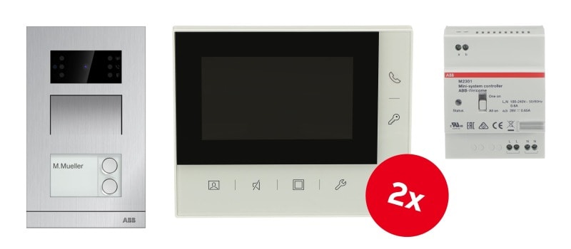 ABB - Sprechanlage Zweifamilienhaus Set Video 4.3 Aufputz - ABB Welcome Mini