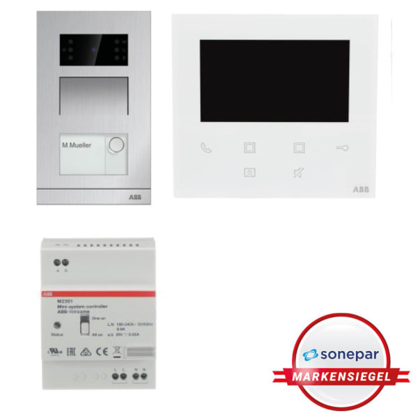 ABB - MS! Sprechanlage Einfamilienhaus Set Video 4.3 WiFi AP+Kartenl ABB Welcome Mini
