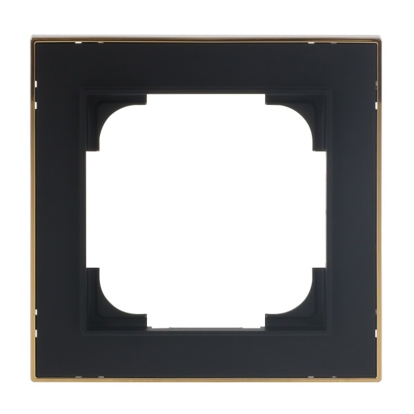 BUSCH-JAEGER - Abdeckrahmen mit Dekorring 1-fach schwarz matt/gold - Busch-art linear