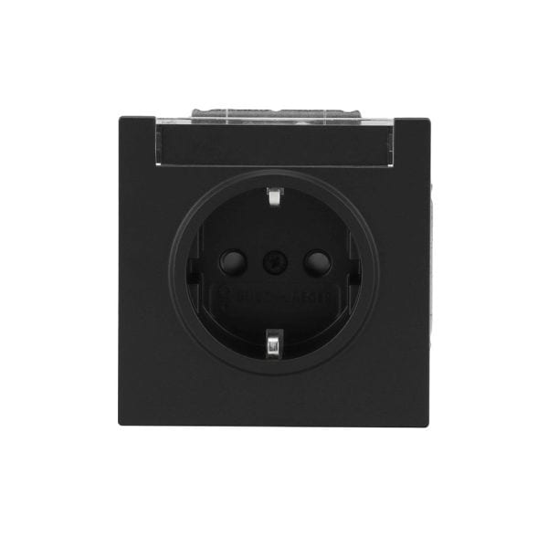 BUSCH-JAEGER - SCHUKO Steckdose Safety+ mit Beschriftungsfeld schwarz matt - art linear