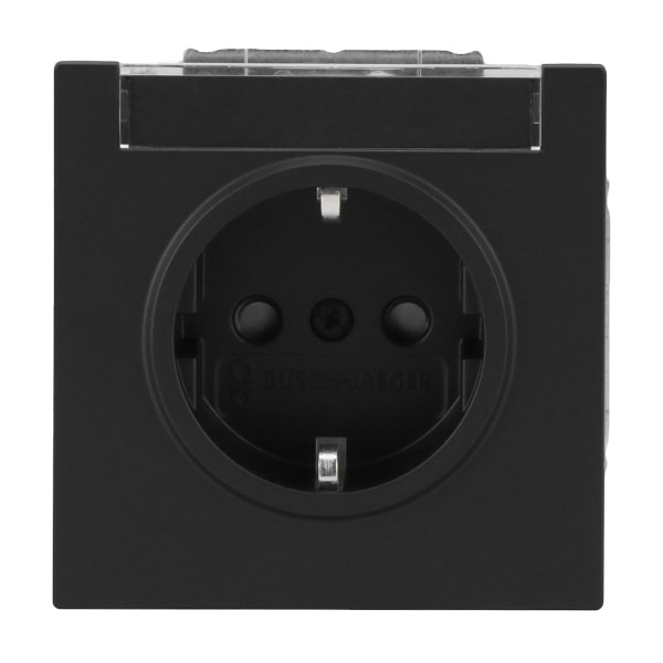 BUSCH-JAEGER - SCHUKO Steckdose Safety+ mit Beschriftungsfeld schwarz matt - art linear