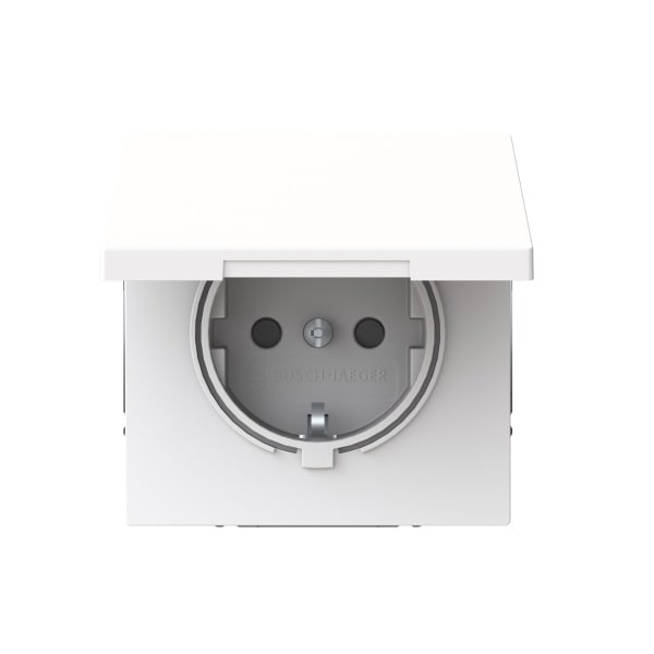BUSCH-JAEGER - SCHUKO Steckdose Safety+ mit Klappdeckel ohne Spreize studioweiß - art linear