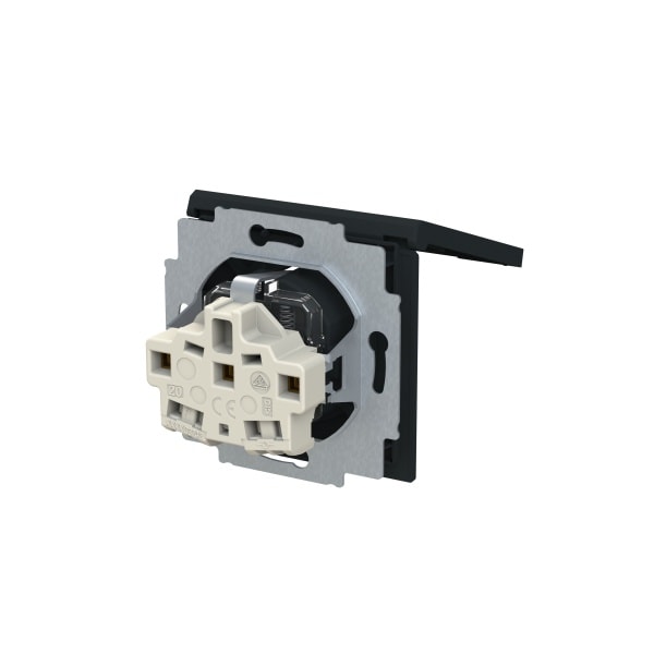 BUSCH-JAEGER - SCHUKO Steckdose Safety+ mit Klappdeckel ohne Spreize schwarz matt - art linear