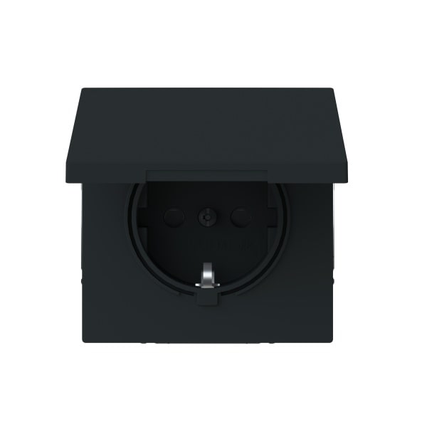 BUSCH-JAEGER - SCHUKO Steckdose Safety+ mit Klappdeckel ohne Spreize schwarz matt - art linear