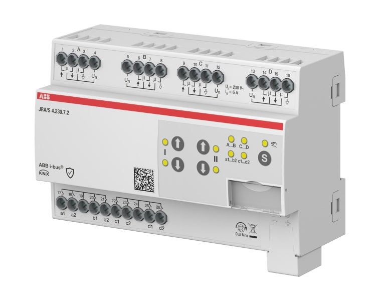 ABB - KNX Jalousie-/Rollladenaktor 4-fach mit Fahrzeitermittlung 3 End Pos